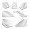 Stairs or staircases and podium stairway ladders vector 3D isolated icons set