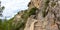 Stairs stairway to castle Castell d`Alaro hiking trail path way on Mallorca travel traveling holidays vacation panorama in Spain
