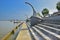 Stairs & structure at Pesisir Payang in front of Pasar Payang nearby waterfront and Chinatown, Kuala Terengganu, Malaysia