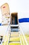 Stairs to the aircraft - forward airplane entry door open y