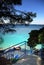 Stairs to the beach, clear water and blue sky in Croatia Dalmatia