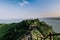 Stairs to climb Seongsan mountain in Jeju Island, South Korea