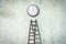 Stairs to the clock, on a concrete wall. Time concept. The importance of time. Business. Lifestyle. Abstract background.