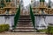 Stairs to the picturesque kiosk in Koningin Astridpark in Bruges, Belgium