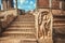 Stairs to to beautiful carved 12th century stone temple of Buddha. Polonnaruwa, Sri Lanka, UNESCO World heritage site