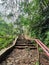 Stairs of tourist attractions with views of tropical rainforests in Kediri Regency, East Java, Indonesia