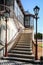 Stairs with two vintage lamp poles