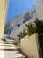 Stairs uphill in a village on the island of Ponza in Italy.