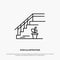 Stairs, Upstairs, Floor, Stage, Home Line Icon Vector