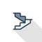 Stairs, upstairs, staircase thin line flat color icon. Linear vector symbol. Colorful long shadow design.