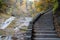 The stairs on the walking trail near Buttermilk Falls, Ithaca, New York