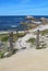 Stairs and walkway to Asilomar State beach in Pacific Grove, Cal