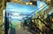 Stairway with art work leading to beach at Saint Anns Street in Laguna Beach, California.