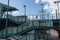 Stairway entrance leading up to platforms at metro light railway station