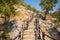 The stairway leading to the Karain Cave in Antalya, Turkey