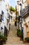 Stairway leading up to Santa Barbara mountain in Alicante old historic distric Santa Cruz