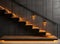 Stairway lights bulb for illumination as safety protection wooden stairs architecture interior design of contemporary