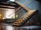 Stairway lights bulb for illumination as safety protection wooden stairs architecture interior design of contemporary