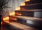 Stairway lights bulb for illumination as safety protection wooden stairs architecture interior design of contemporary