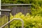 Stairway railing with plants and bushes. in silver