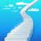 Stairway to heaven illustration. A white staircase that slowly rises into the sky against a clear sky.