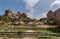 Stairway to hill summit at Nandi Monolith temple, Hampi, Karnataka, India