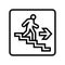 stairway up evacuation emergency line icon vector illustration