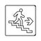 stairway up evacuation emergency line icon vector illustration