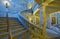 A stairwell lined with balustrades between the first and second floors inside the State Capitol in Boise, Idaho, USA - August 13,