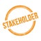 STAKEHOLDER text written on orange grungy round stamp