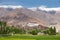 Stakna gompa temple buddhist monastery with a view of Himalaya mountains in Leh