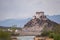 Stakna monastery above Indus river with view of Himalayan mountians located in Leh Ladakh