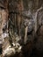 Stalactite and stalagmite of Postojna Cave.