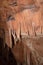 Stalactite and stalagmites in a cave.