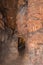 Stalactite and stalagmites in a cave.