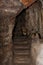 Stalactite and stalagmites in a cave.