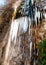 Stalactites in the Caves of Valganna in frosty winter day, province of Varese.