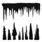 Stalactites vector silhouette black. natural cave formations iso