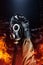 Stalker hand in rubber glove holding soviet gas mask