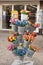 Stall with colorful dutch wooden tulips