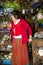 Stall Holder in Traditional Costume at the Mercado dos Lavradores or the Market of the Workers