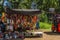 Stall with offerings at the Tissamaharama Raja Maha Vihara Buddhist stupa and temple