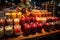 stall selling assorted christmas themed candles