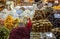 A stall selling various food products within the Spice Bazaar in Istanbul in Turkey.