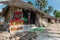 Stalls with souvenirs for tourists in Zanzibar village