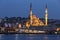 Stambul. Night view of the New Mosque Valide Sultan