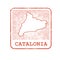 Stamp with contour of map of Catalonia