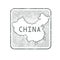 Stamp with contour of map of China