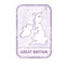 Stamp with contour of map of Great Britain