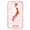 Stamp with contour of map of Japan